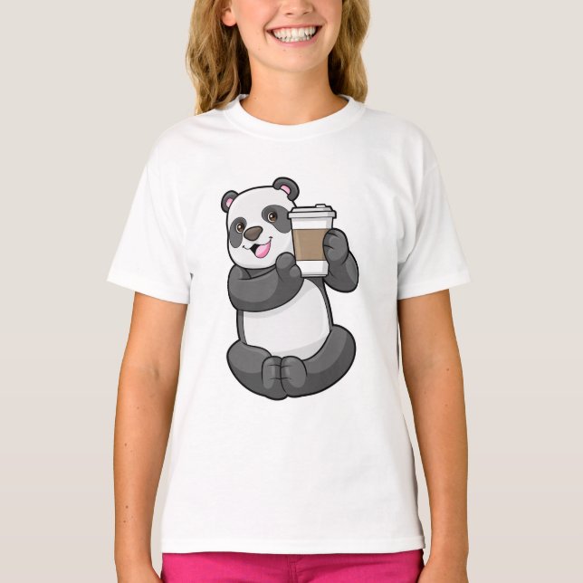 Panda with Coffee to go T-Shirt (Front)