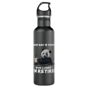 Panda With Coffee What Day Is Today Who Cares Gift 710 Ml Water Bottle