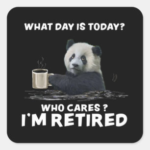 Panda With Coffee What Day Is Today Who Cares Gift Square Sticker