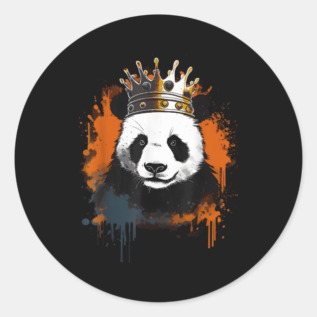 Panda With Crown Classic Round Sticker (Front)