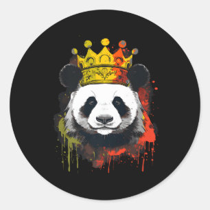 Panda With Crown Classic Round Sticker