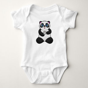 Panda with Cup of Coffee Baby Bodysuit