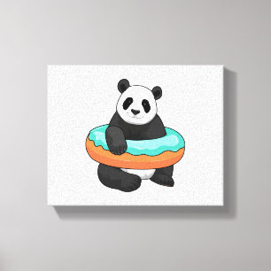 Panda with Donut Canvas Print