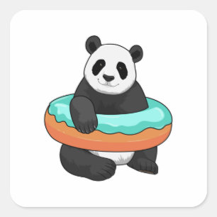 Panda with Donut Square Sticker