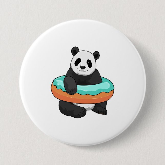 Panda with Doughnut 7.5 Cm Round Badge (Front)