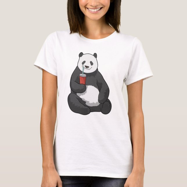 Panda with Drink T-Shirt (Front)