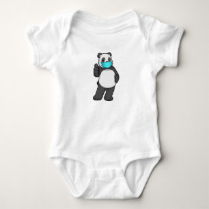 Panda with Face mask Baby Bodysuit