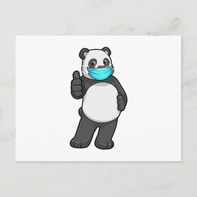 Panda with Face mask Postcard (Front)