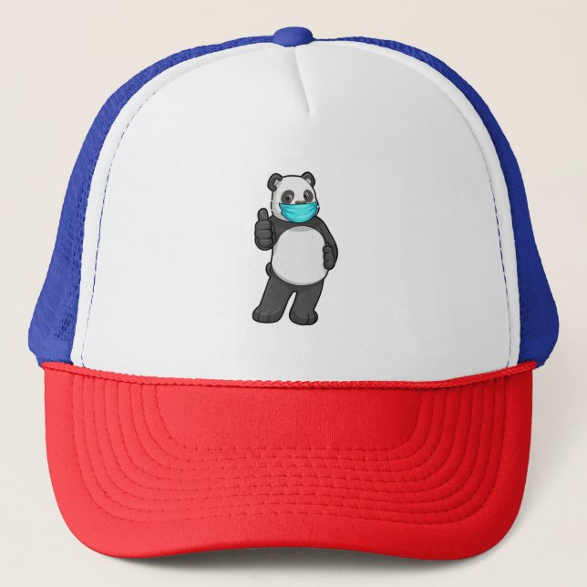 Panda with Face mask Trucker Hat (Front)
