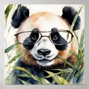 Panda with glasses poster