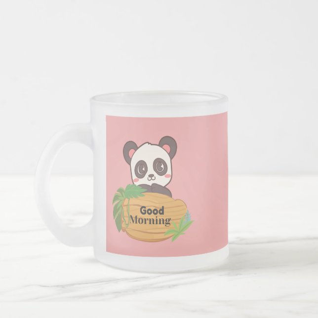 Panda with good morning mug (Left)