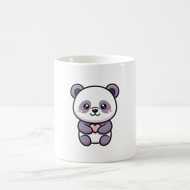 Panda with Heart – Cute Whimsical Illustration Coffee Mug (Center)