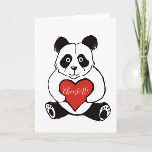 Panda with heart wedding anniversary wife card