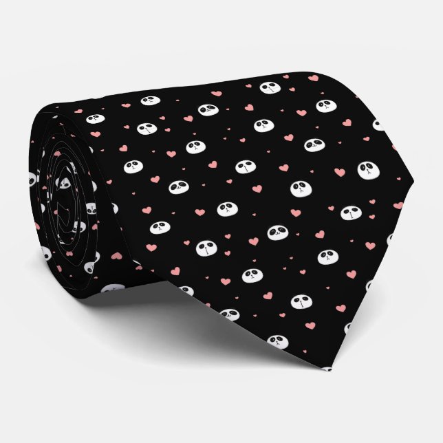 Panda with hearts pattern tie (Rolled)