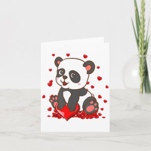 Panda With Hearts Valentines Day Women And Girls  Card