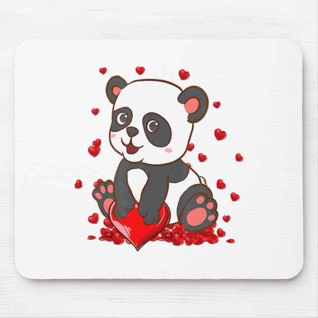 Panda With Hearts Valentines Day Women And Girls  Mouse Mat (Front)