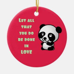 Panda with Inspirational Love Quote Ceramic Tree Decoration