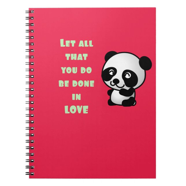 Panda with Inspirational Love Quote Notebook (Front)