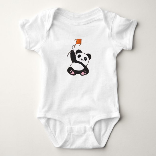Panda with Kite Baby Bodysuit (Front)