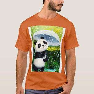 Panda with Leaf Umbrella T-Shirt