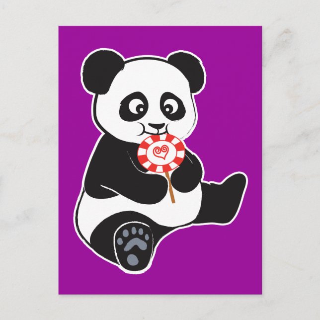Panda with lollipop postcard (Front)