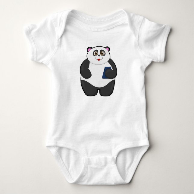 Panda with Mobile phone Baby Bodysuit (Front)