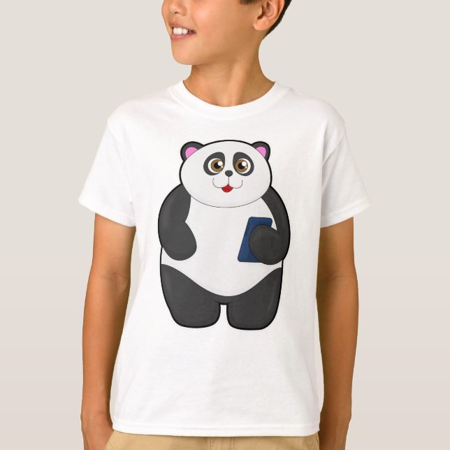 Panda with Mobile phone T-Shirt (Front)