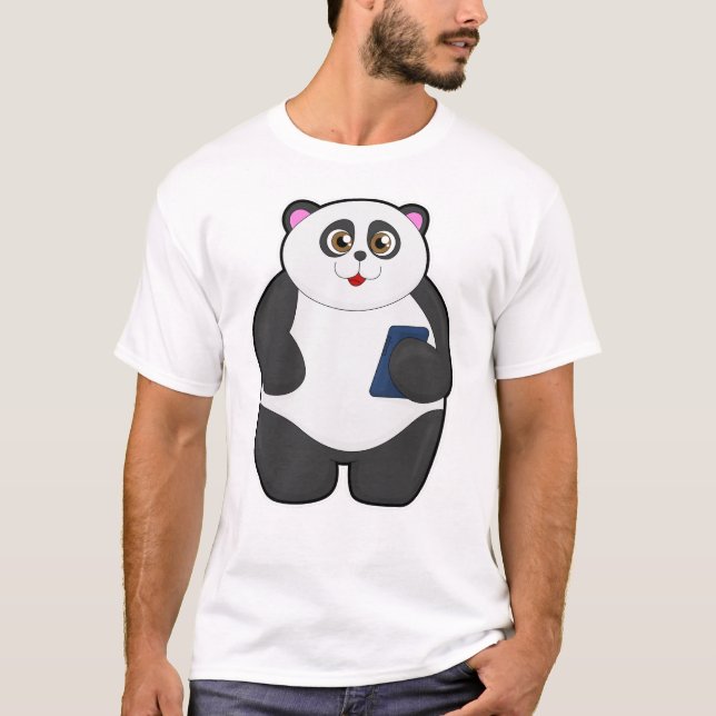 Panda with Mobile phone T-Shirt (Front)