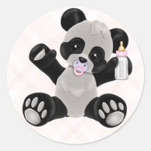Panda with Pacifier Pink Baby Girl Classic Round Sticker