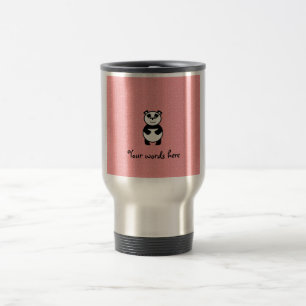 Panda with pink paw background travel mug