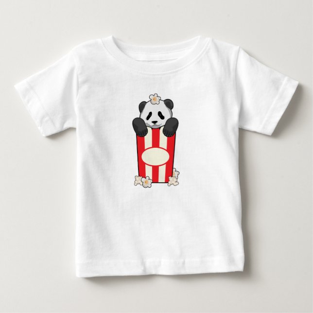 Panda with Popcorn Baby T-Shirt (Front)
