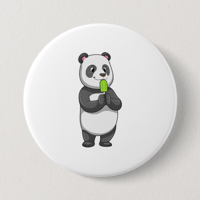 Panda with Popsicle 7.5 Cm Round Badge (Front)