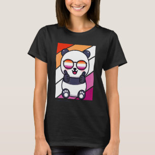 Panda With Pride Lesbian Flag Lgbtq Proud Ally Pri T-Shirt