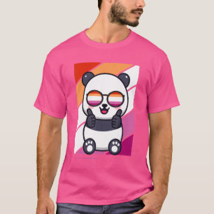 Panda With Pride Lesbian Flag Lgbtq Proud Ally Pri T-Shirt