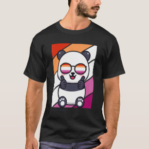 Panda With Pride Lesbian Flag Lgbtq Proud Ally Pri T-Shirt
