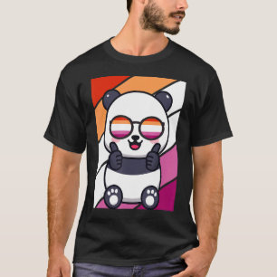 Panda With Pride Lesbian Flag LGBTQ Proud Ally Pri T-Shirt