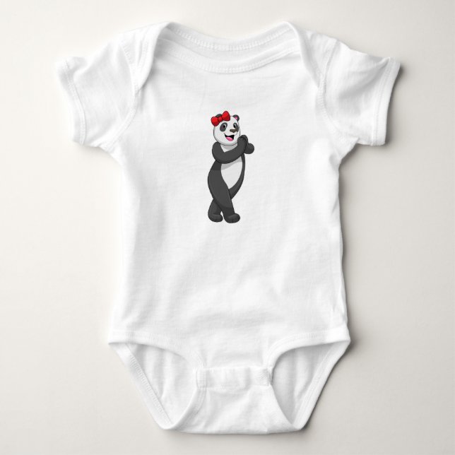 Panda with Ribbon Baby Bodysuit (Front)