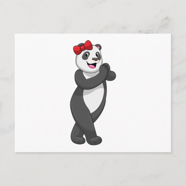 Panda with Ribbon Postcard (Front)