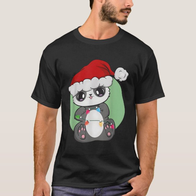 Panda With Santa Envirotalist Zoologist Otaku Anim T-Shirt (Front)