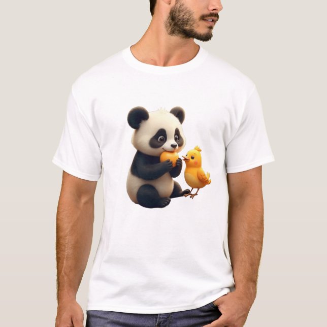 panda with small bird T-Shirt (Front)
