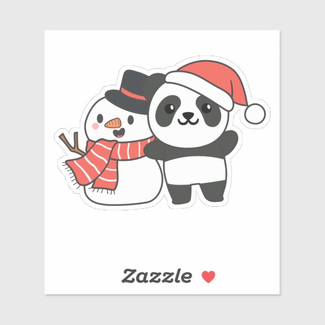 Panda With Snowman In Winter For Christmas (Sheet)