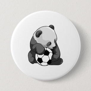 Panda with Soccer ball 7.5 Cm Round Badge