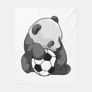 Panda with Soccer ball Fleece Blanket