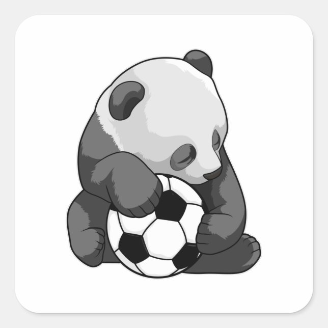 Panda with Soccer ball Square Sticker (Front)
