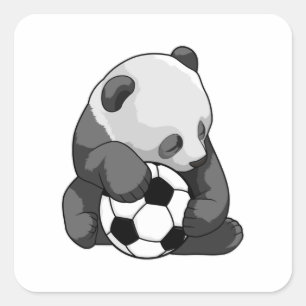 Panda with Soccer ball Square Sticker