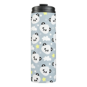 Panda with stars and clouds pattern thermal tumbler