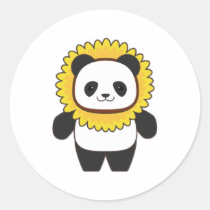 Panda with Sunflower Classic Round Sticker
