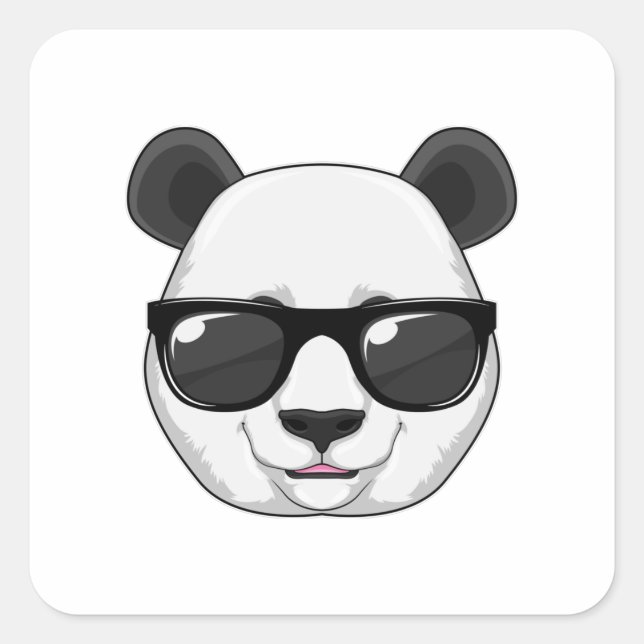 Panda with Sunglasses Square Sticker (Front)