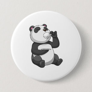 Panda with Tea Cup 7.5 Cm Round Badge