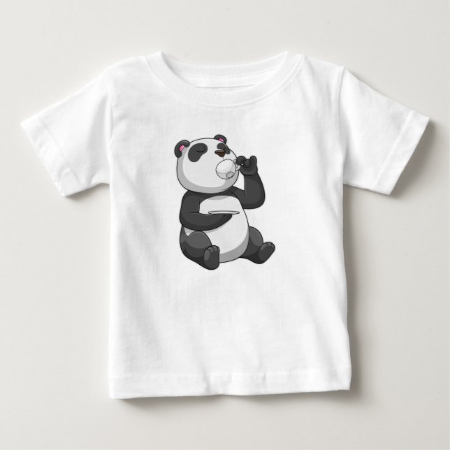 Panda with Tea Cup Baby T-Shirt (Front)